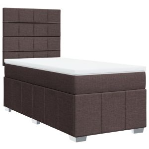 vidaXL cama box spring con colchón tela marrón oscuro 100x200 cm