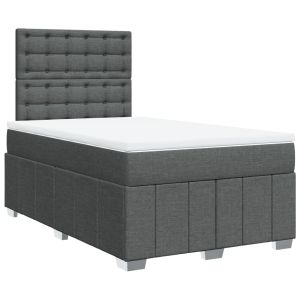 vidaXL cama box spring con colchón tela gris oscuro 120x190 cm