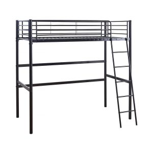 Cama alta de metal "alora" - 90 x 190 cm - negro