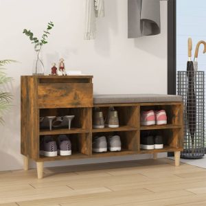 Mueble zapatero madera contrachapada roble ahumado 102x36x60 cm esxt5995