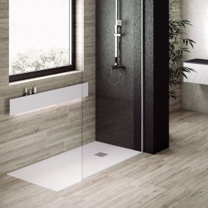 Plato de ducha pizarra pure blanco  90x170 cm rejilla acero inox.