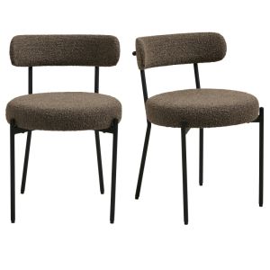 Erin-silla tapizada en tela bouclé marrón (x2)