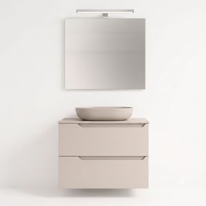 Kibath mueble baño y lavabo, espejo y LED victoria 60x45 en moka 2c susp.