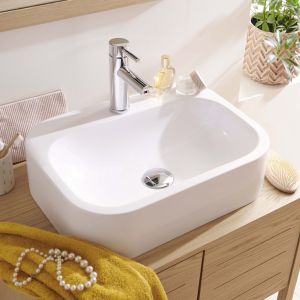 Lavabo rectangular de cerámica blanca 43 x 26,5 cm moki