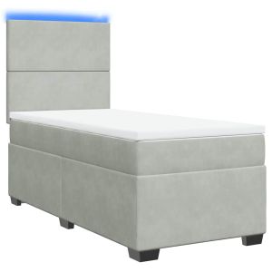 vidaXL cama box spring con colchón terciopelo gris claro 90x190 cm