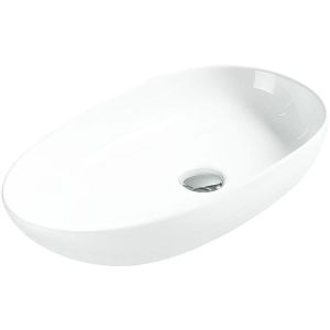 Lavabo cerámico sobre encimera, 55,5x30,5x11 cm, blanco