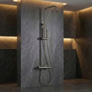 Imex - columna ducha termostática con grifo negra serie monza