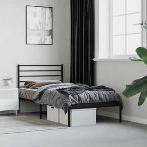 Cama sin colchón con cabecero metal negro 90x200 cm es7119