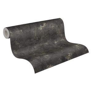 Livingwalls papel pintado piedra negro y oro 53 cm x 10.05 m