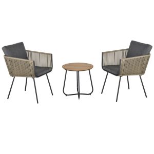 Muebles ratán set 60x60x67 cm acero, ratán pe, poliéster multicolor