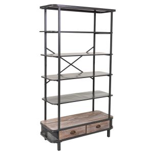 Estantería de metal y madera gris 100x40x181
