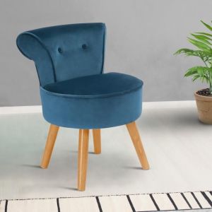Sillón tipo sapo de terciopelo azul - 42 48 60 cm