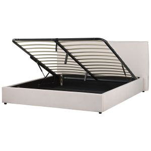 Cama con almacenaje lavaur terciopelo blanco crema 180 x 200 cm