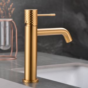 Monomando lavabo génova oro cepillado