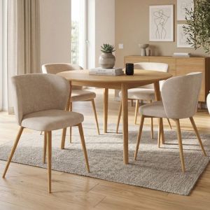 Sillas de chenilla beige - lote 4 - 55x55x74 cm