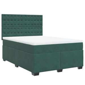 vidaXL cama box spring con colchón terciopelo verde oscuro 140x190 cm