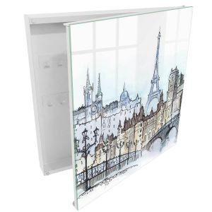 Caja para llaves 30x30x5 torre fuerte, apertura derecha blanca