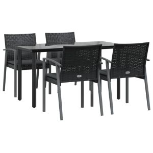 vidaXL juego comedor jardín 5 piezas y cojines ratán sintético y acero