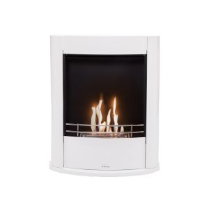 Chimenea de etanol de suelo en acero blanco