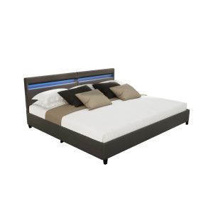 Cama LED con cajones nube - 200 x 200 cm sin colchón gris oscuro
