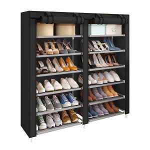 Armario zapatero tela con puertas cremallera nyana home 110x120x30cm negro
