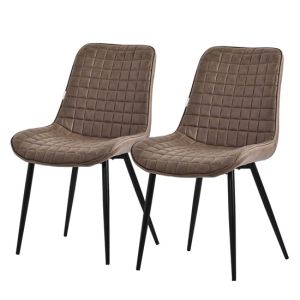 Juego 2x sillas de comedor de polipiel marrón diseño  sillón