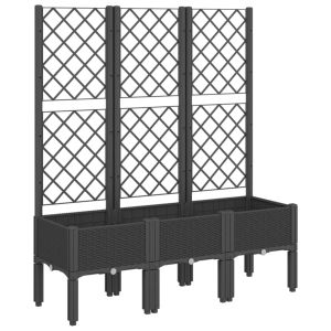 vidaXL jardinera con enrejado pp negro 120x40x142 cm