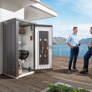 Armario metalico biohort alto jardin color gris oscuro metalizada 190 large