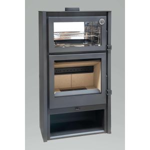 Estufa de leña con horno forno l de 7,4 kw y salida superior de 150 mm