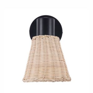 Forlight nature plafón negro y rattan natural para bombilla E27