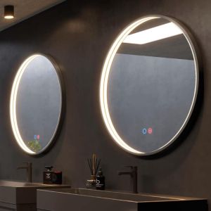 LEDimex - espejo redondo ø60cm LED antivaho tri-LED serie nepal negro mate