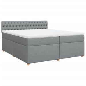 vidaXL cama box spring con colchón tela gris claro 200x200 cm