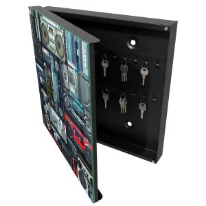Caja guarda llaves 30x30x5 pasión por la música, apertura izquierda
