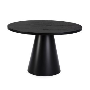 Mesa de comedor 120x120x75 madera, metal negro