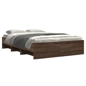 vidaXL estructura de cama sin colchón madera marrón roble 140x190 cm