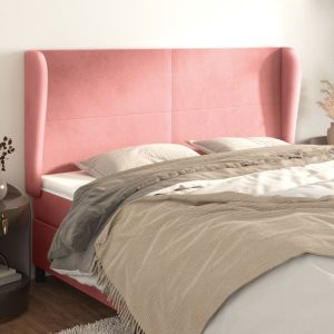 Cabecero con orejas de terciopelo rosa 203x23x118/128 cm eso4731