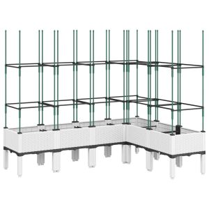 vidaXL jardinera con enrejado pp blanco 160x120x142,5 cm