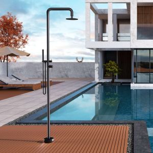 Ducha de piscina florida en acero inox negro mate | poolimex