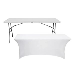Set mesa plegable rectangular con funda para catering 240x74cm 7house