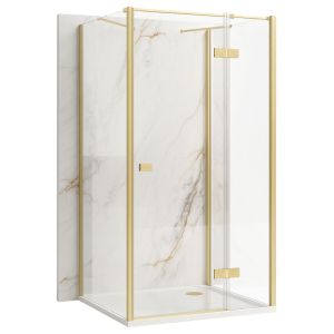 Rea cabina de ducha atlas 90x80 brush gold derecha, 90x80x200 cm