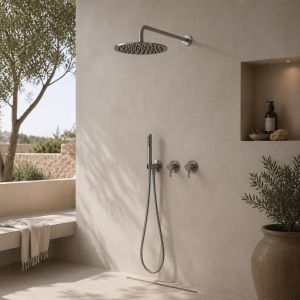 Kit ducha empotrado pared inox 316l rociador 30 cm mezclador desviador y ma