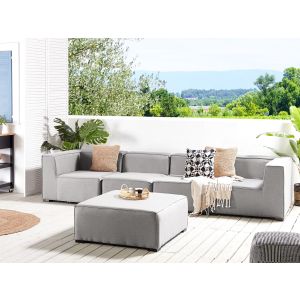Sofá de jardín con otomana 4 plazas arezzo modular gris claro
