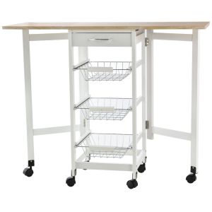 Carrito de cocina 97.2x37x77.5 cm metal, mdf bicolor Homcom, hogar - cocina