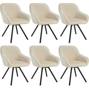 6 sillas de comedor giratoria 360º de terciopelo 58x58x82 cm crema