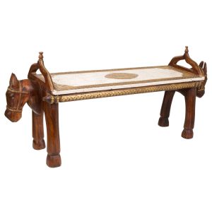 Banco de madera y metal marrón 117x30,5x50