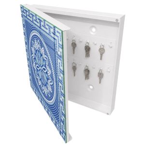 Guardallaves decorativo 30x30x5 mosaico azul, apertura izquierda
