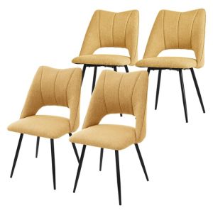 Juego 4x sillas de comedor sillón tapizado  amarillo mostaza poliéster
