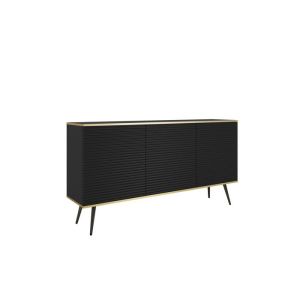 Buffet - 3xe living - 160 x 85 x 39 cm - negro - frentes ranurados - patas