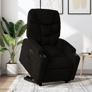 Sillón eléctrico reclinable elevable de tela negro qweo3203