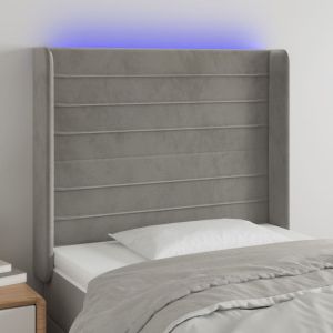 Cabecero con LED de terciopelo gris claro 103x16x118/128 cm eso2448